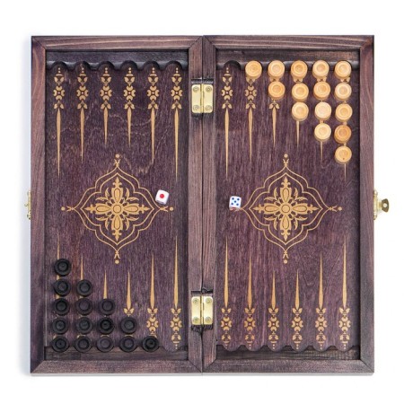 Black gold backgammon, wooden board 29 x 29 cm-2