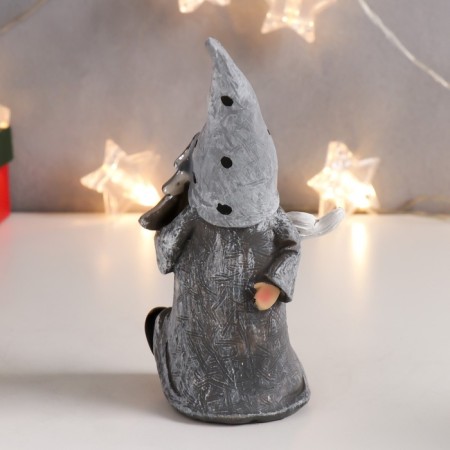 Polystone souvenir "Santa Claus in gray, flying beard, with silver Christmas tree" mix 15x8x5 cm-3