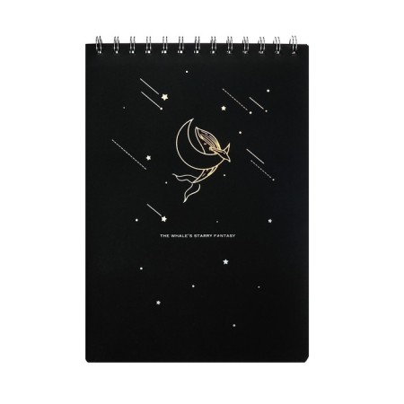 A4 sketchbook, 30 black sheets on the crest, “whale”, solid substrate, density 110 gr., Mix-2