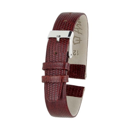 Watch strap, 12 mm, harness 65 mm, larynx 105 mm, genuine leather, burgundy