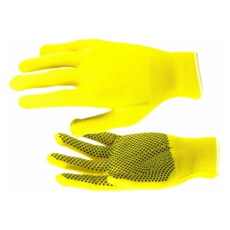 Gloves of nylon garden, knitting class 13, with PVC dots, size 9, yellow