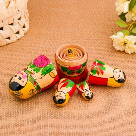 Nesting doll "Zoya", yellow scarf, 5 puppet, 12 cm-7