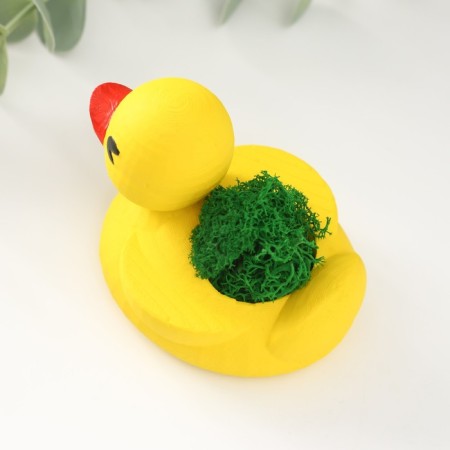Concrete "duck" 6x8x5.5 cm yellow with moss (moss green. Stabilized)-4