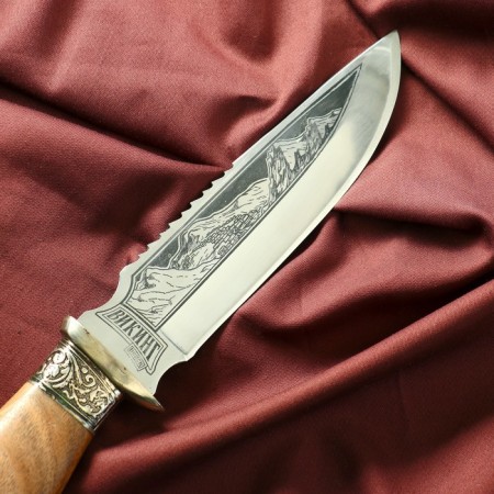 Caucasian knife, tourist "Viking" with scabbard, guard, steel - 40x13, 14.5 cm-2