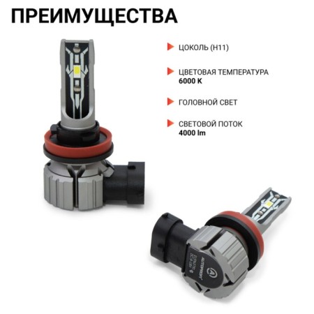 LED AUTOPROFI, H11, 12V / 15W, 6000K, 4000 LM, 2 pcs in a set-3