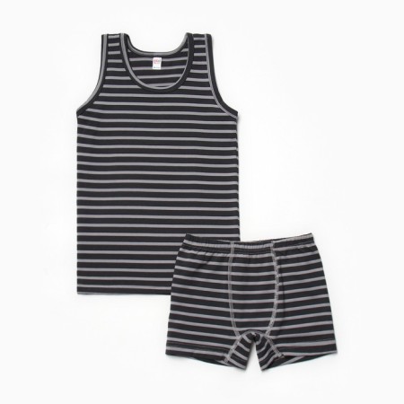 Kit (T-shirt, boxers) for a boy, gray color, height 122-128 cm