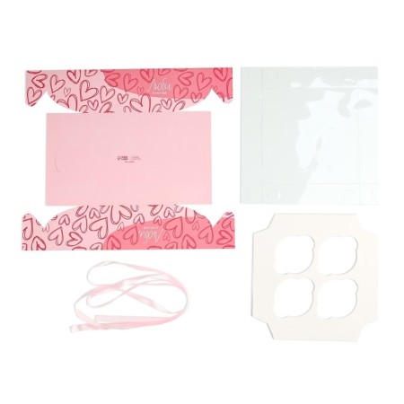 Capcake box, confectionery packaging, 4 cells “Love and Dream”, 16 x 16 x 7.5 cm-3