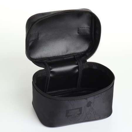 Cosmetic bag with a zipper, with a lining, black color-2