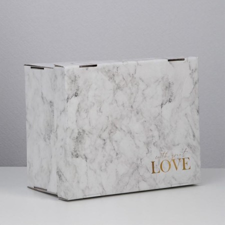 Gift folding box, packaging, “marble”, 31.2 x 25.6 x 16.1 cm-2