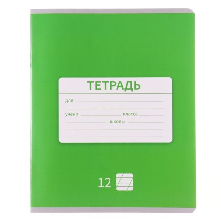 Notebook 12 sheets in the slanting line is a plain "New School", cover coated paper, VD-LK, OFSET block, MIX-3