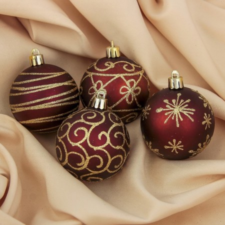Set of balls plastic D-6 cm, 4 pcs "Golden Patterns"