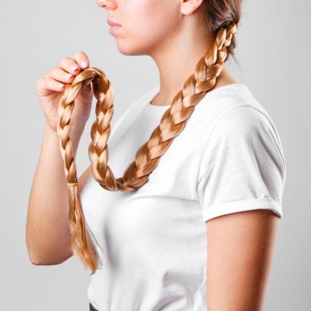 Braid on the elastic band "blonde", length 70 cm-1