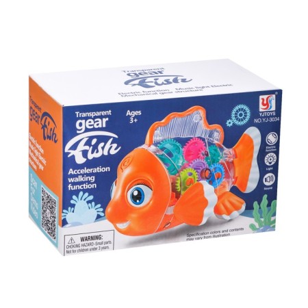 Lifting fish, light and sound, works from batteries, orange color-4