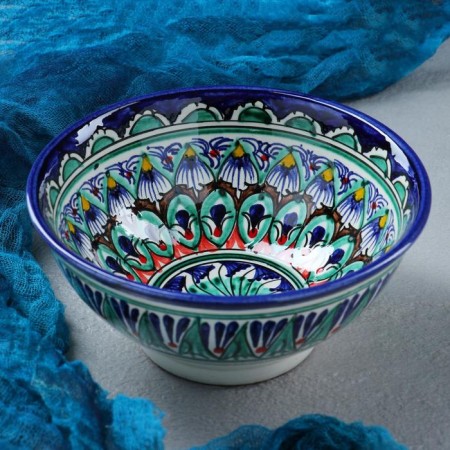 Rishtan ceramics "flowers" 15 cm, small, blue-3