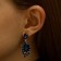 Earrings with rhinestones "carnival" chic, blue color in black silver