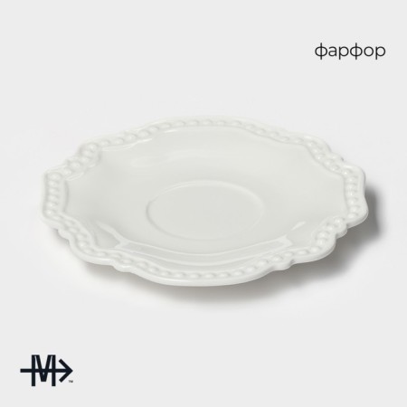 Porcelain saucer Magistro "suite", d = 15.6 cm, white color-1
