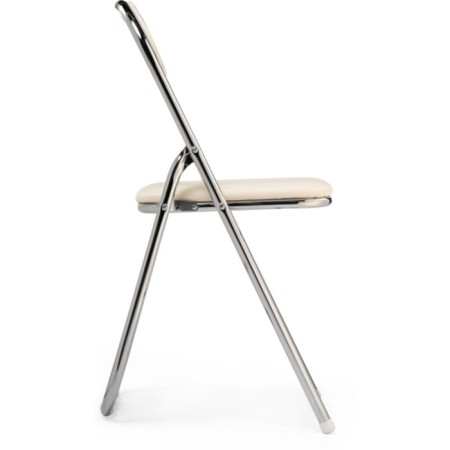 Fold 1 Metal Carcass chair, metal/eco -leather, chrome/beige 43x40x77 cm-3