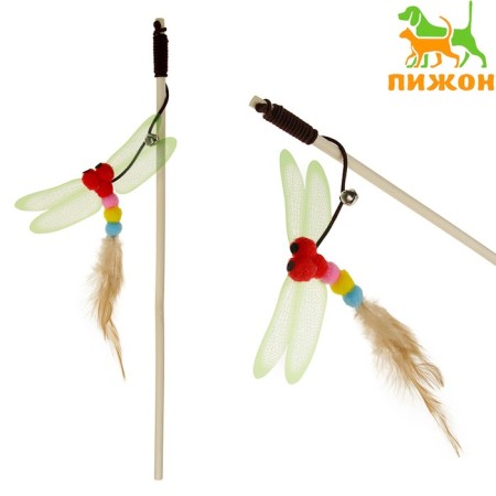 Dear Dobrostka "Dragonfly", wooden stick 40 cm, mix of flowers