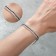 Bracelet with rhinestones "ice" elegance, lines, white-black color in silver, 18cm