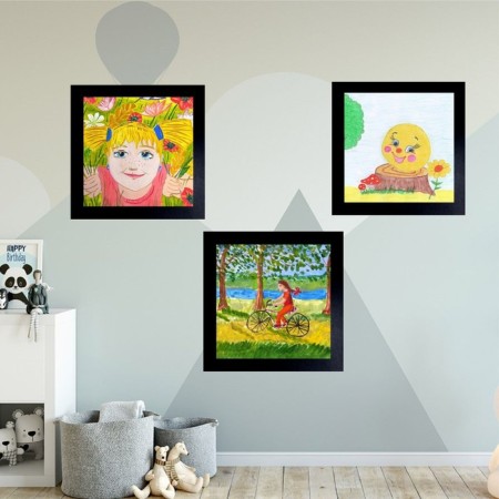 Paspartt frame size 35 × 35 cm, transparent sheet, adhesive tape, black color-4