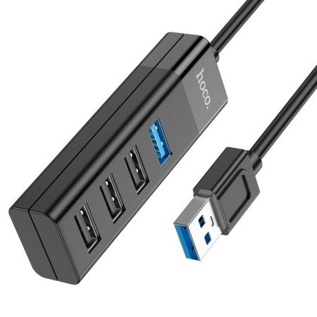 Adapter Hoco HB25, 4 V 1, USB To USB3.0/USB2.0*3, cable length 30 cm, black