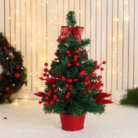 Christmas tree decor "festive" bow leaves of the berry, 20x58 cm, red
