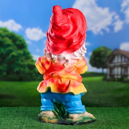 Garden figure "Gnome with strawberries" red, 20x30x65cm-2