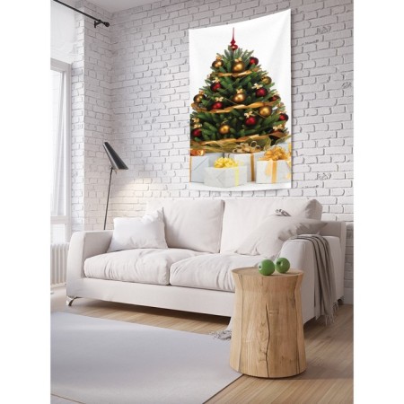 Decorative panel with photo printing "New Year tree", vertical, size 100x150 cm