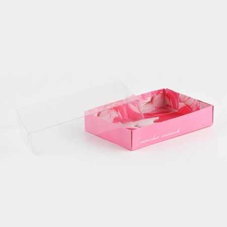 Confectionery packaging, Makarun box with PVC lid, "Happy Moments", 17 x 12 x 3 cm-1