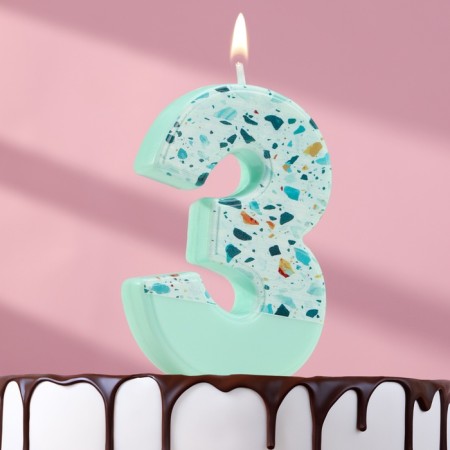 Candle for the Mosaika cake, number "3", blue