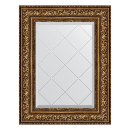 Mirror with engraving in the baguette frame, vignette aged bronze 109 mm, 60x78 cm