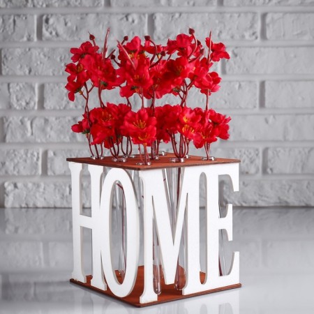 Kashpo wooden 15 × 15 × 15 cm with 9 flasks "Home", sealy white give beautifully