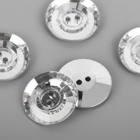 A set of buttons "Crystal", 2 punctures, d = 25 mm, 5 pcs, silver color-1