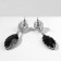 Earrings with rhinestones "Eden" almonds, white-black color in silver