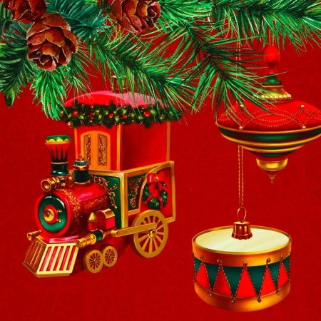 New Year. Bag-Korobok Gift New Year's "train", 23 x 16 x 11 cm.-2
