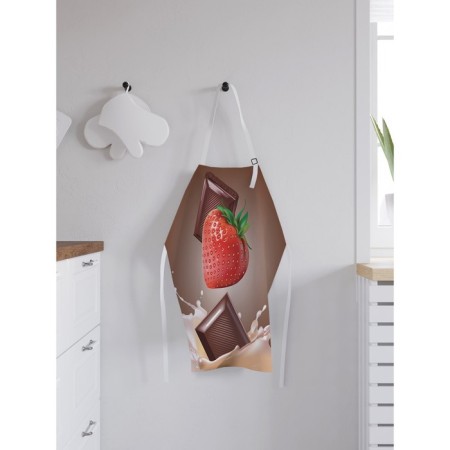Apron kitchen with a photo print "Chocolate with strawberries", adjustable, size OS-1
