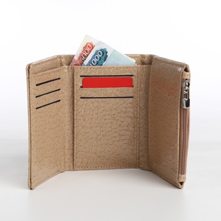 Women's wallet on magnet, beige color-5
