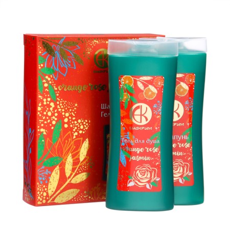 Gift set of women "Orange, rose, jasmine": shampoo, 250 ml + shower gel, 250 ml