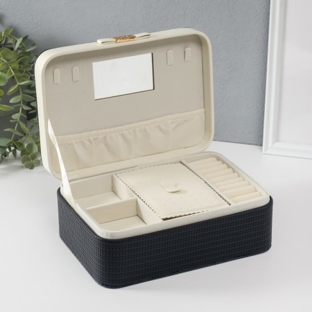 Casket to the leatherette for jewelry "Bow" White-Cherry 17x23.5x10 cm-1