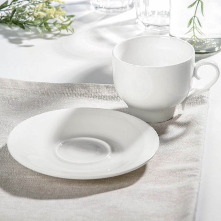 Tea steam porcelain Wilmax, 2 items: a cup 330 ml, a saucer d = 15.6 cm, white color-1