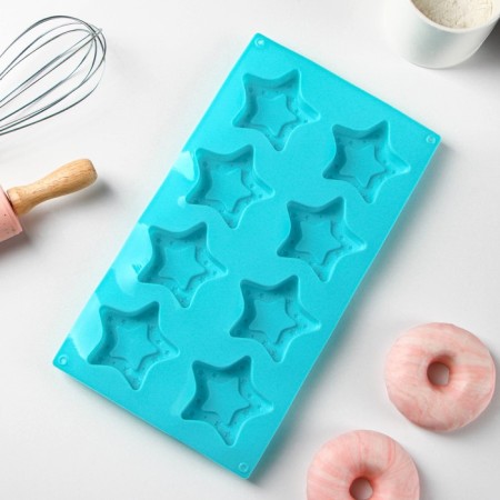 Baking shape of the “stars”, silicone, 8 cells, 29 × 16 × 2 cm, cell 6.3 × 6 cm, depth 1.7 cm-2