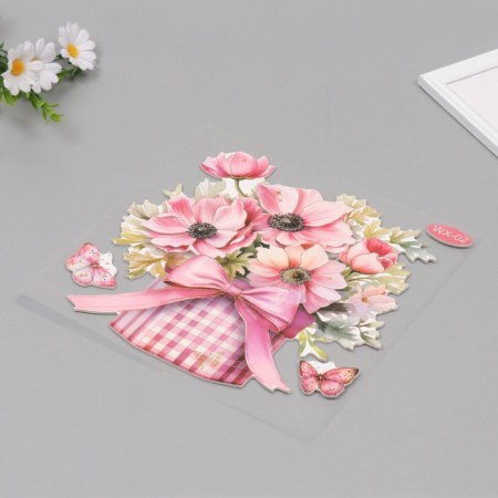 Interior plastic sticker "Pink bouquet" 40x31 cm-1