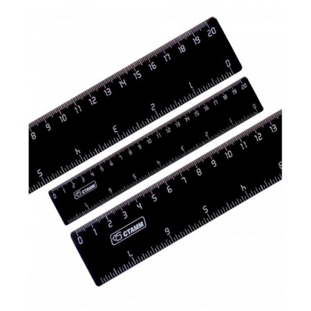 The ruler 20 cm Istanm, plastic, wide, 2 scales (cm - inches), black