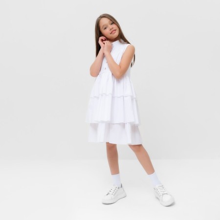 Платье для девочки MINAKU: Cotton collection цвет белый, р-р 128-1