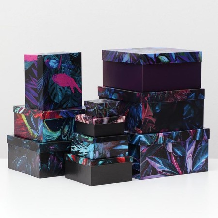 A set of boxes 10 in 1 "Neon", 25.5 x 25.5 x 13 - 7 x 7 x 4 cm