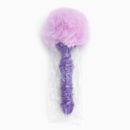 Anal traffic jam with fur Akhpoki, silicone sleeve, 130x26 mm, tail 65mm, rings, lilac 10746-4
