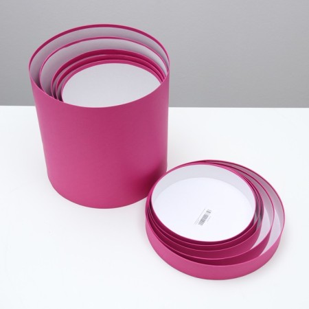 Set of round boxes 5 in 1 "paints", fuchsia, 25 x 25 x 25 - 19 x 19 x 19 cm-5