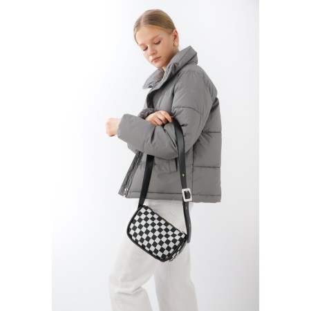 Bag-Cross-Bodi with a zipper, the color is gray/black-3