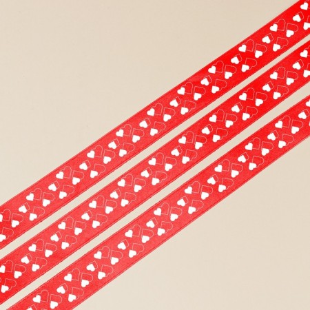 Satin tape, gift packaging, “hearts”, red, 4 cm x 22.5 m-1