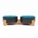 Double ceramic bowls on a stand of 2 x 450 ml 28.5 x 15.5 x 7 cm, gray/blue